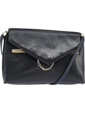 Chloe Shoulder Bag Leather Navy Gold